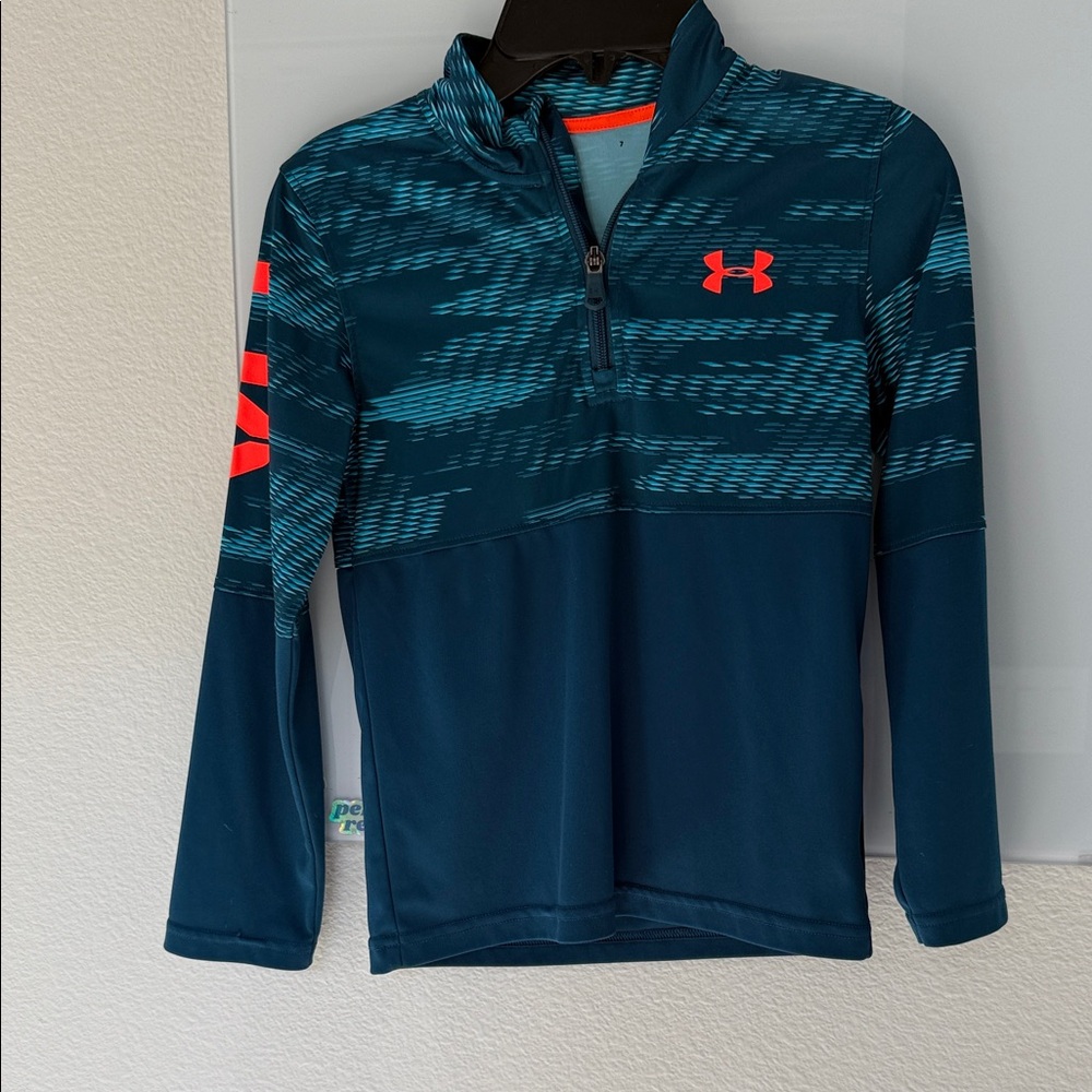 Under Armour Teal and Red Quarter-Zip Pullover